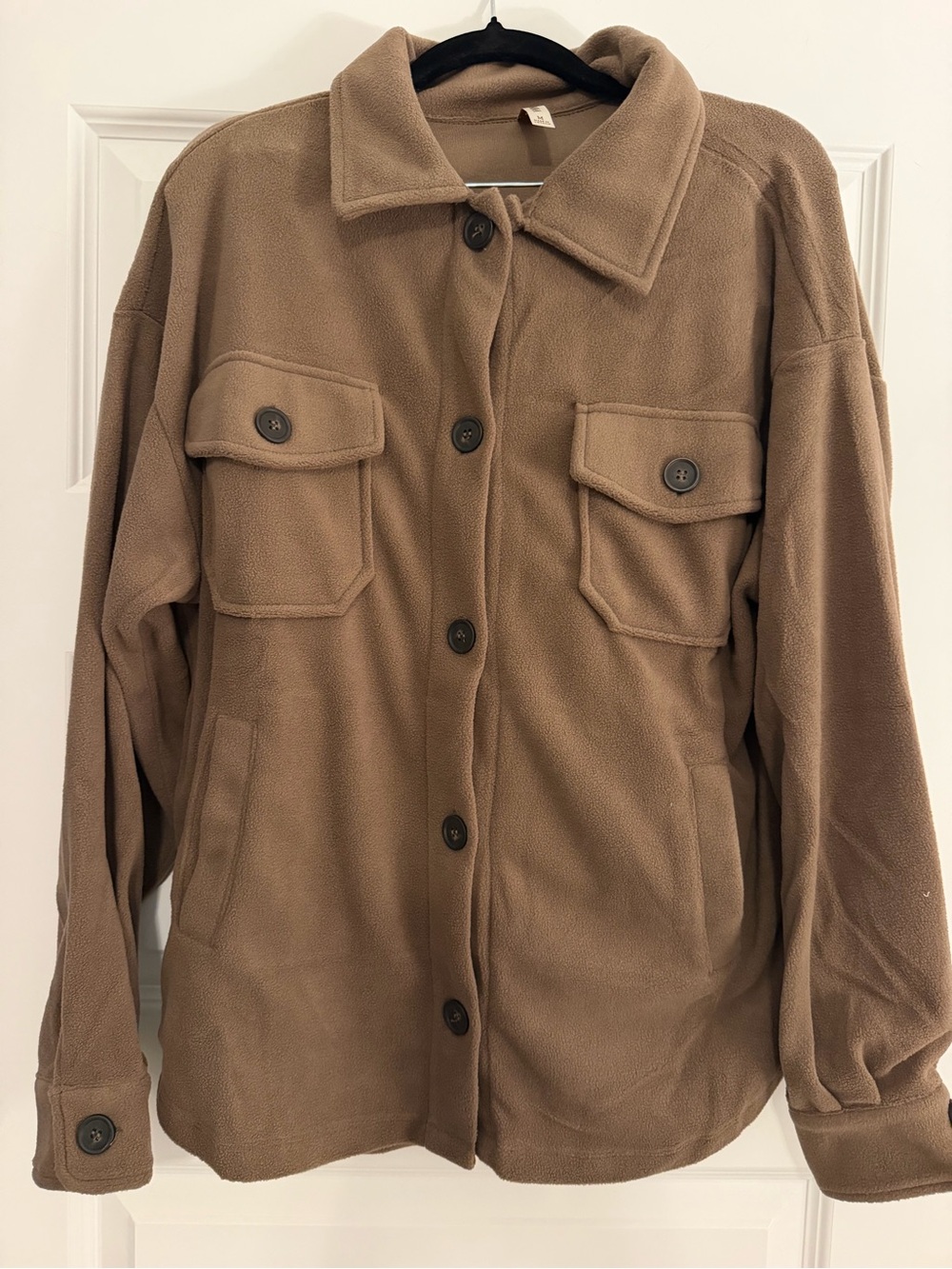 Zenana Casual Button-Up Fleece Jacket - Brown